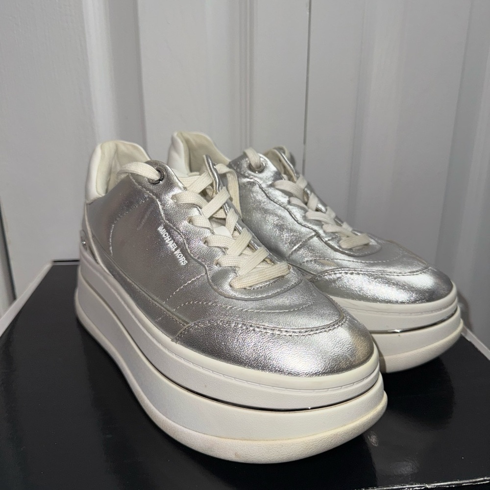 Michael Kors Metallic Silver Platform Sneakers